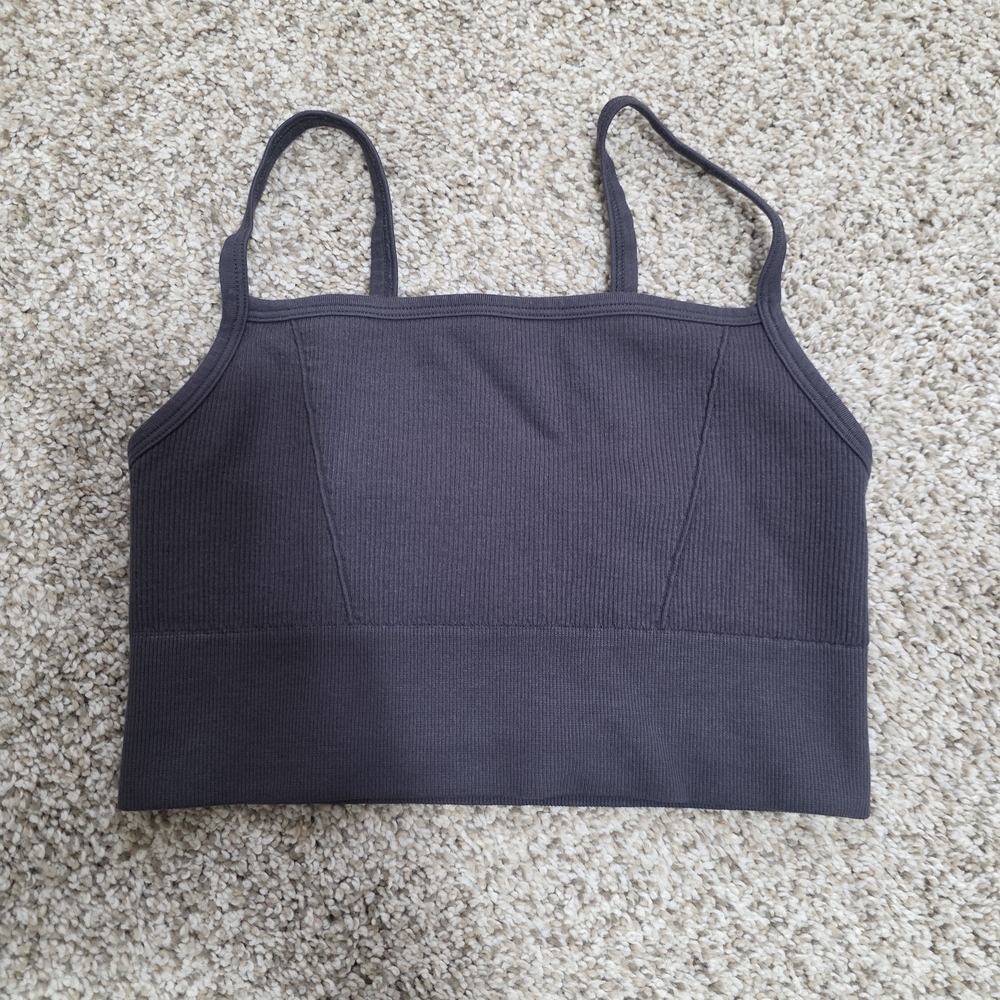 Fabletics Gray Ribbed Bra